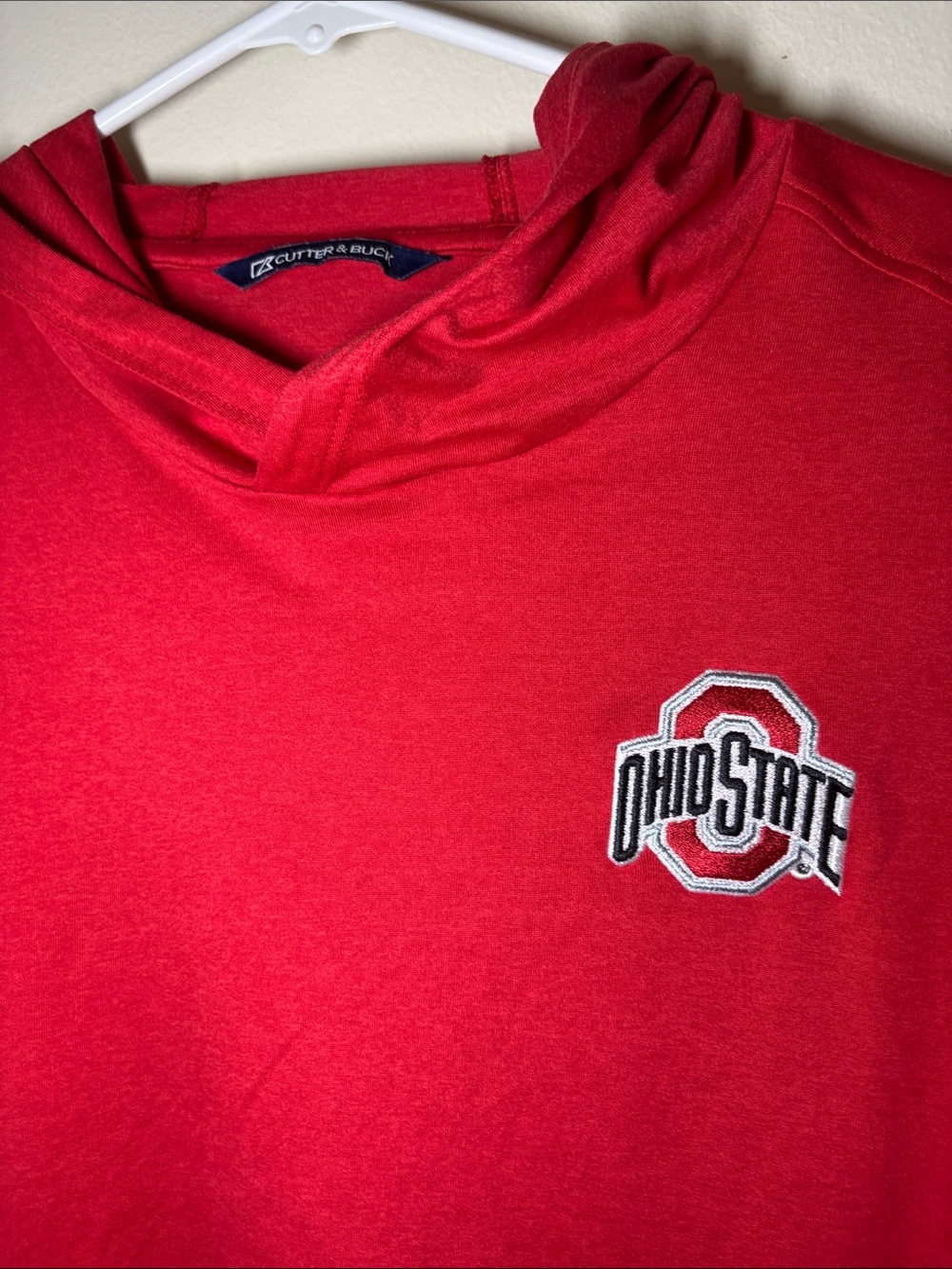Cutter & Buck Lightweight Red Ohio State Long Sleeve Hoodie - Picture 3 of 5